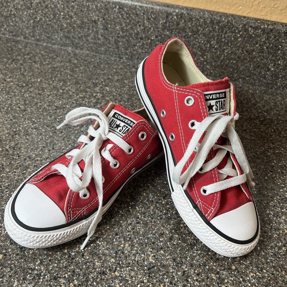 Converse All Star Kids Youth 1 Red Canvas Low Top Lace Up Comfort Casual Sneaker